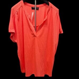 NWT Lane Bryant Bright Coral Blouse Sz 18/20 Beach Vacation Coast Casual